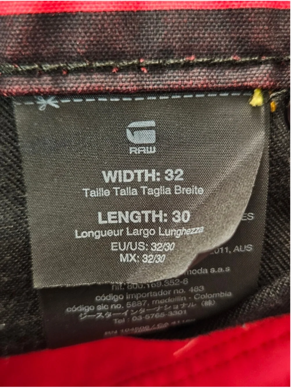 G Star RAW 5622 3D Tapered Red Black Striped Jeans W32 L30